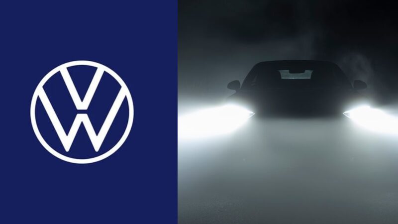 Logo Volkswagen e auto con fari - Foto riprodotte su Internet