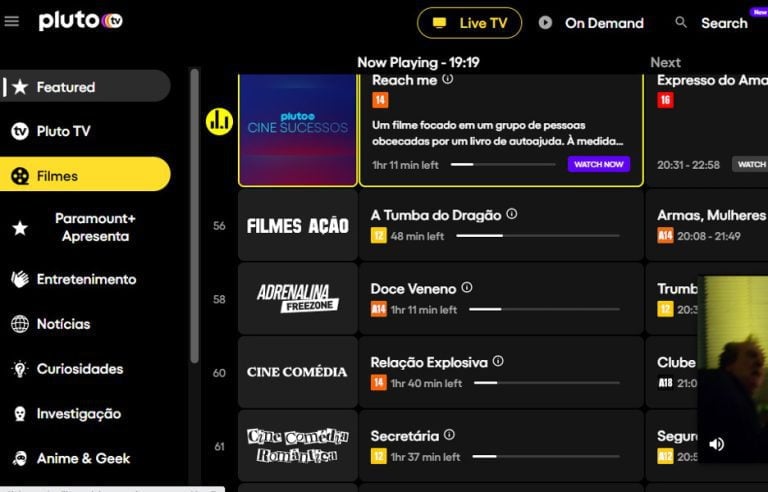 Pluto TV offre una gamma di film e serie e compete con Netflix (riproduzione di immagini/internet)